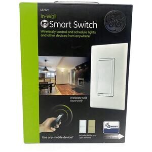 GE Z-Wave In-Wall Smart Switch Model 12722 White & Light Almond Plates